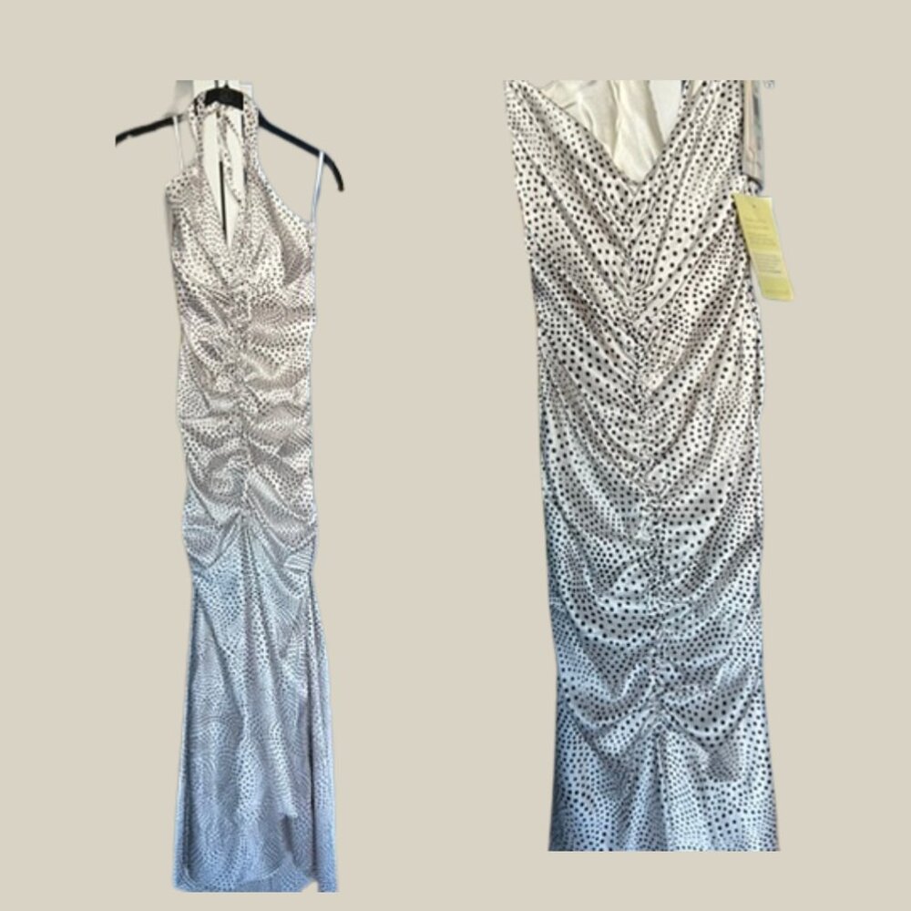 Jessica McClintock Polka Dot Halter Gown Size 8